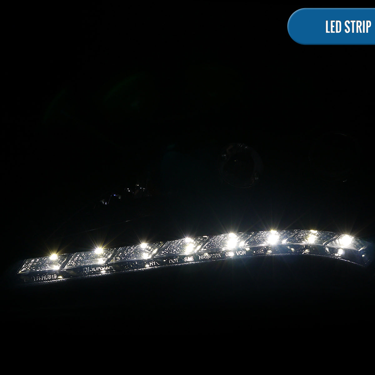 Ronnin - Fits 2010-2012 Hyundai Genesis Coupe LED Running Lights Projector Halogen Headlights Replacement Assembly Pair | Black Smoke