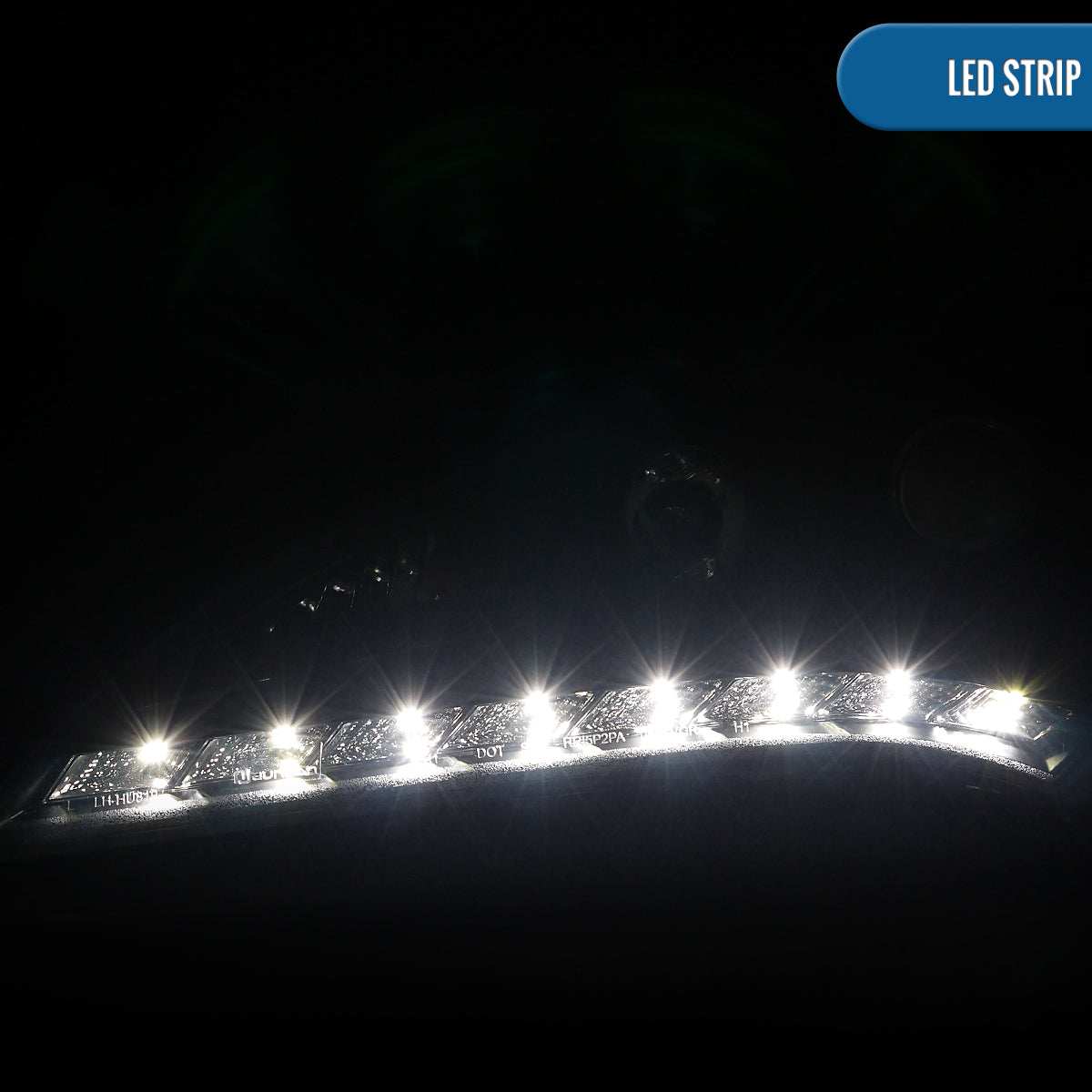 Ronnin - Fits 2010-2012 Hyundai Genesis Coupe LED Running Lights Projector Halogen Headlights Replacement Assembly Pair | Black