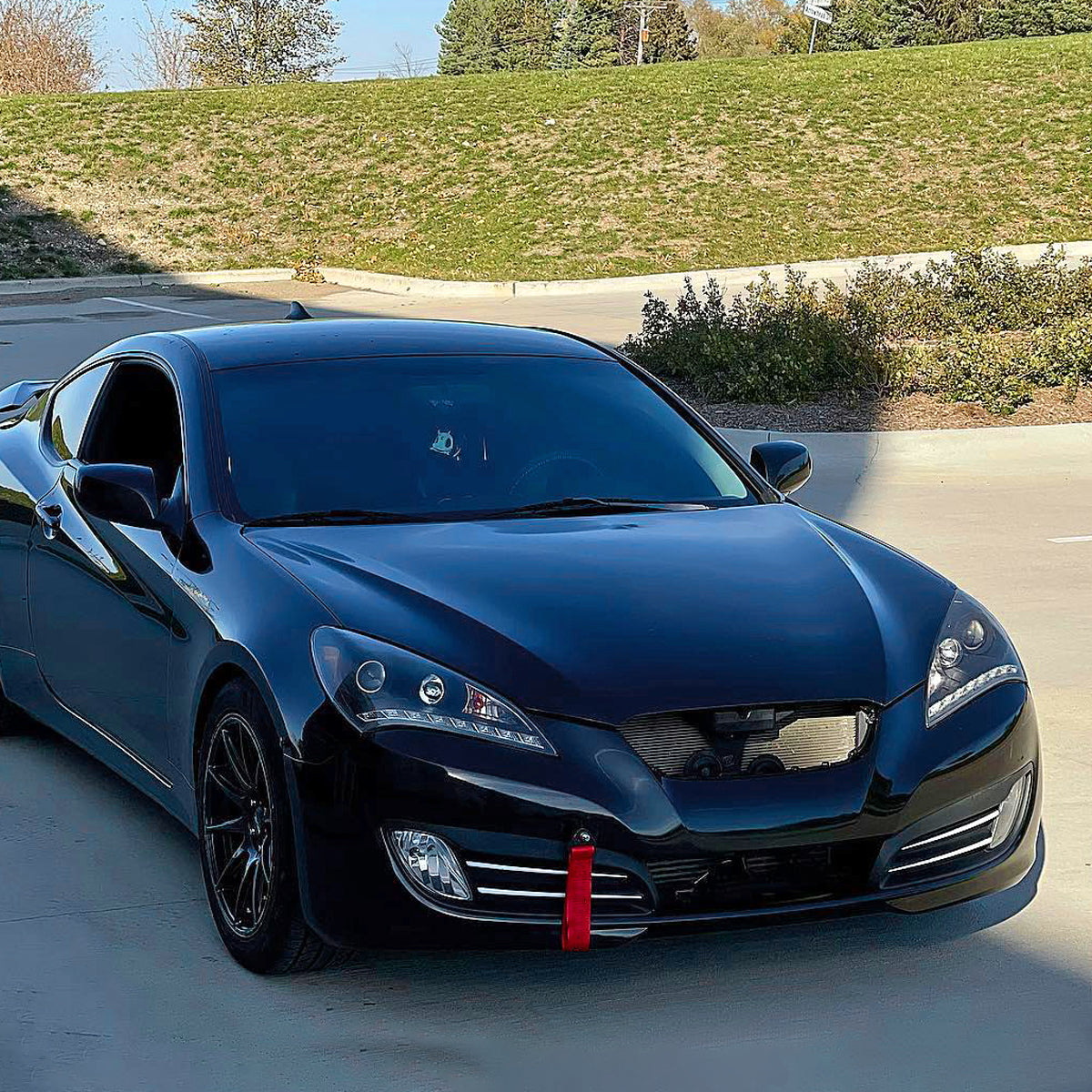 Ronnin - Fits 2010-2012 Hyundai Genesis Coupe LED Running Lights Projector Halogen Headlights Replacement Assembly Pair | Black