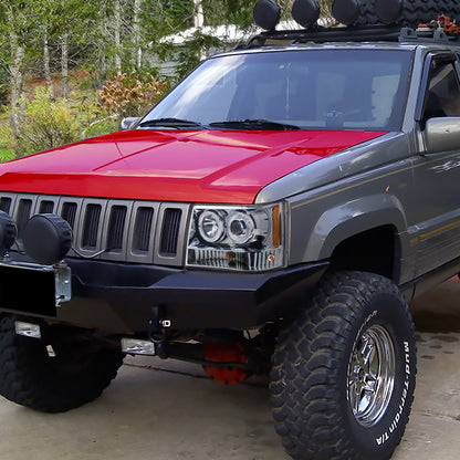 Ronnin - Se adapta a Jeep Grand Cherokee de 1993-1996, faros delanteros de proyector LED mejorados con doble aro de repuesto | Cromado