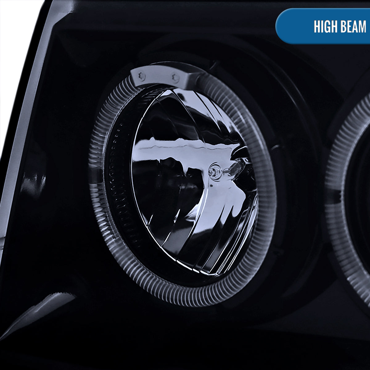 Ronnin - Compatible con Jeep Grand Cherokee 1993-1996 Faros delanteros de proyector LED de doble aro mejorados | Humo negro