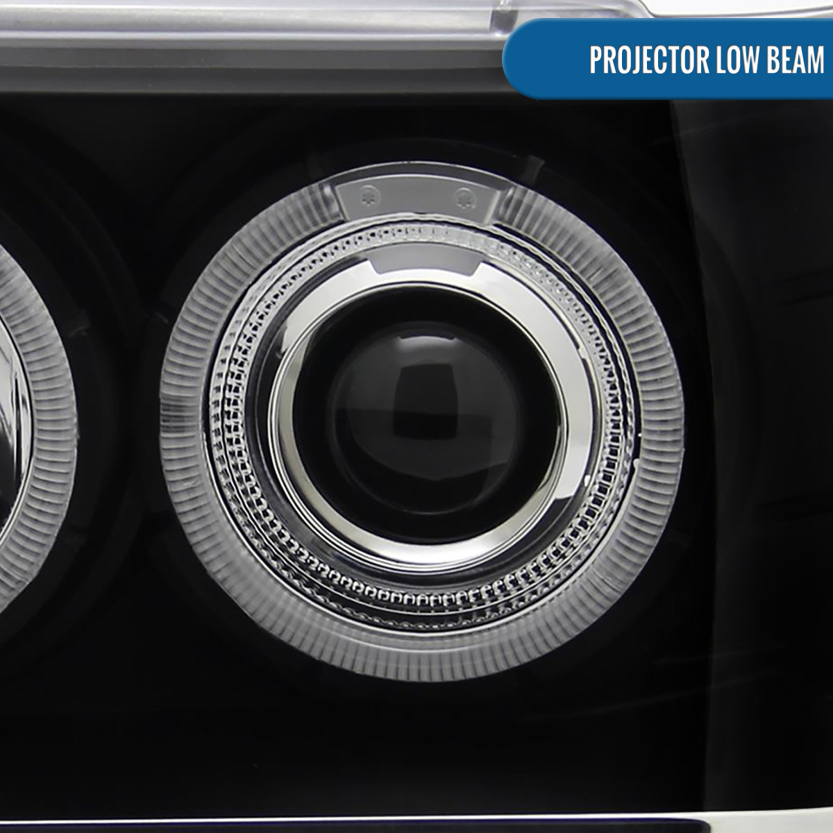 Ronnin - Se adapta a Jeep Grand Cherokee de 1993-1996, faros delanteros de proyector LED de doble aro de repuesto mejorados, par | Negro