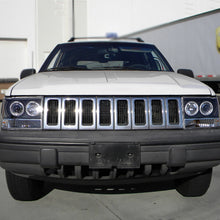 Ronnin - Se adapta a Jeep Grand Cherokee de 1993-1996, faros delanteros de proyector LED de doble aro de repuesto mejorados, par | Negro