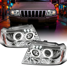 Ronnin - Fits 1999-2004 Jeep Grand Cherokee Upgrade Replacement LED Dual Rims Projector Headlights Assembly Pair | Chrome