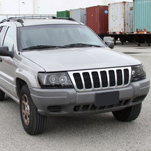 Ronnin - Fits 1999-2004 Jeep Grand Cherokee Upgrade Replacement LED Dual Rims Projector Headlights Assembly Pair | Gloss Black