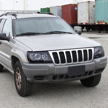 Ronnin - Fits 1999-2004 Jeep Grand Cherokee Upgrade Replacement LED Dual Rims Projector Headlights Assembly Pair | Black Smoke