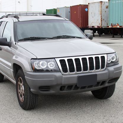 Ronnin - Fits 1999-2004 Jeep Grand Cherokee Upgrade Replacement LED Dual Rims Projector Headlights Assembly Pair | Black