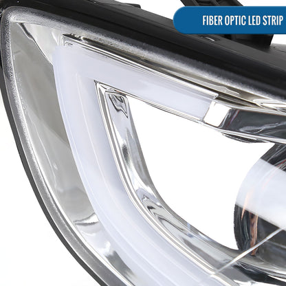 Ronnin - Fits 2011-2013 Hyundai Elantra LED Tube Running Lights Projector Headlights Upgrade Assembly Pair | Chrome