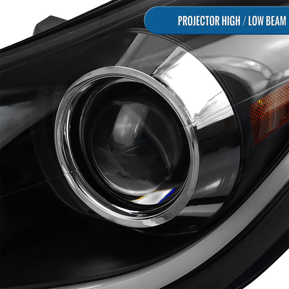 Ronnin - Fits 2011-2013 Hyundai Elantra LED Tube Running Lights Projector Headlights Upgrade Assembly Pair | Black