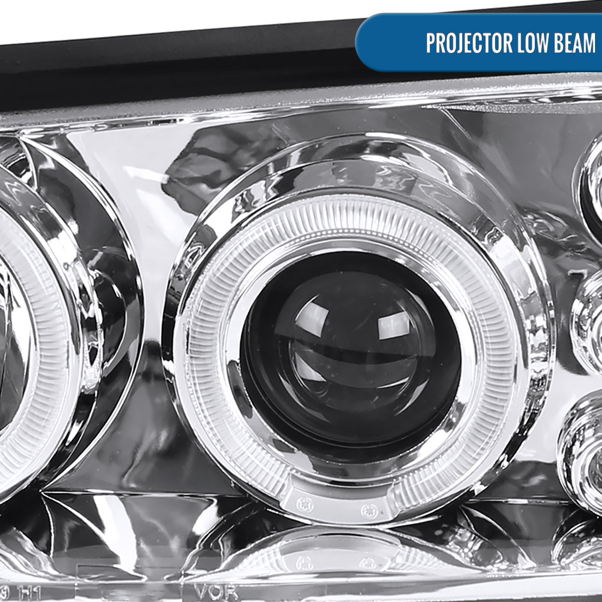 Ronnin - Fits 2000-2005 Chevy Impala Upgrade LED Dual Rims Running Lights Projector Headlights Assembly Pair | Chrome