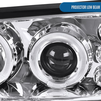 Ronnin - Fits 2000-2005 Chevy Impala Upgrade LED Dual Rims Running Lights Projector Headlights Assembly Pair | Chrome