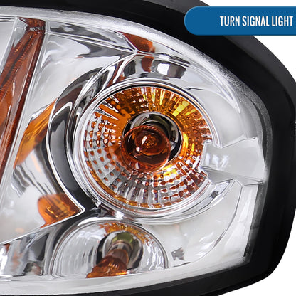 Ronnin - Fits 2000-2005 Chevy Impala Upgrade LED Dual Rims Running Lights Projector Headlights Assembly Pair | Chrome