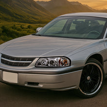 Ronnin - Fits 2000-2005 Chevy Impala Upgrade LED Dual Rims Running Lights Projector Headlights Assembly Pair | Chrome