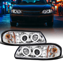 Ronnin - Compatible con Chevy Impala 2000-2005 Faros delanteros de proyector LED con doble aro y luces diurnas | Cromado