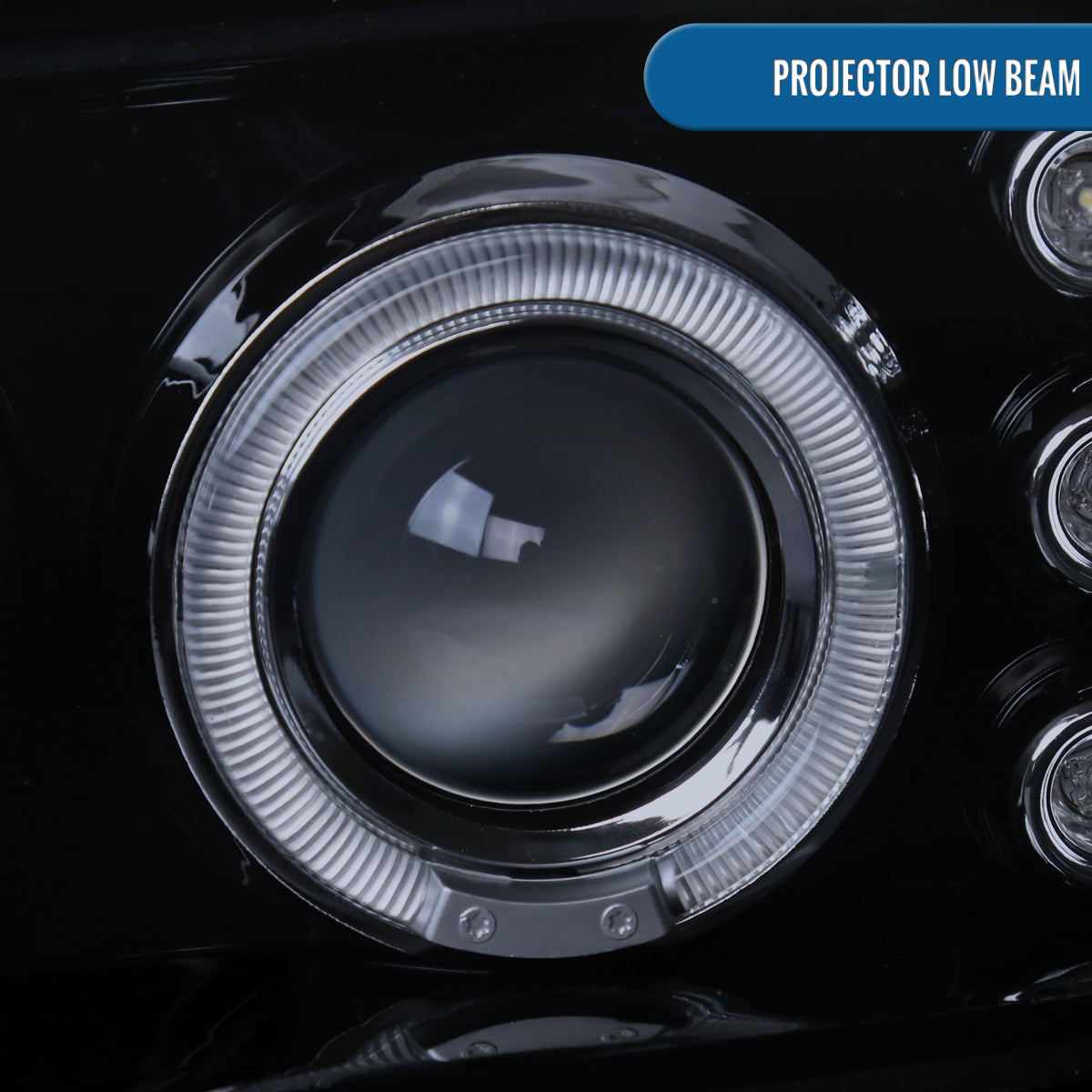 Ronnin - Fits 2000-2005 Chevy Impala Upgrade LED Dual Rims Running Lights Projector Headlights Assembly Pair | Black Smoke