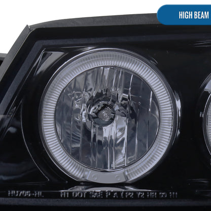 Ronnin - Fits 2000-2005 Chevy Impala Upgrade LED Dual Rims Running Lights Projector Headlights Assembly Pair | Black Smoke