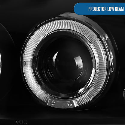 Ronnin - Fits 2000-2005 Chevy Impala Upgrade LED Dual Rims Running Lights Projector Headlights Assembly Pair | Black