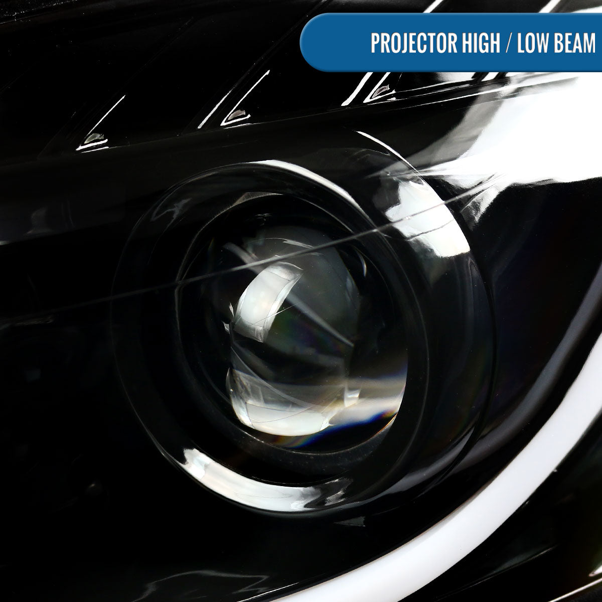 Ronnin - Fits 2006-2016 Chevy Impala 2006-2007 Chevy Monte Carlo Upgrade LED Running Light Tube Projector Headlights Assembly Pair | Gloss Black