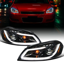 Ronnin - Fits 2006-2016 Chevy Impala 2006-2007 Chevy Monte Carlo Upgrade LED Running Light Tube Projector Headlights Assembly Pair | Gloss Black
