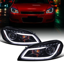 Ronnin - Fits 2006-2016 Chevy Impala 2006-2007 Chevy Monte Carlo Upgrade LED Running Light Tube Projector Headlights Assembly Pair | Black Smoke