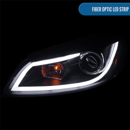 Ronnin - Fits 2006-2016 Chevy Impala 2006-2007 Chevy Monte Carlo Upgrade LED Running Light Tube Projector Headlights Assembly Pair | Black