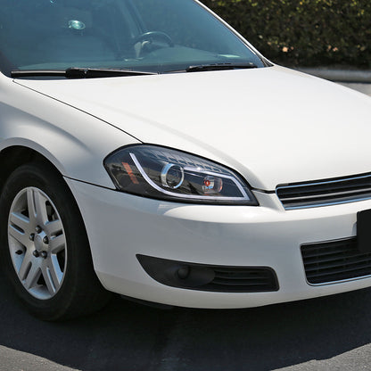 Ronnin - Fits 2006-2016 Chevy Impala 2006-2007 Chevy Monte Carlo Upgrade LED Running Light Tube Projector Headlights Assembly Pair | Black