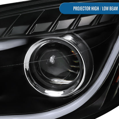 Ronnin - Fits 2006-2016 Chevy Impala 2006-2007 Chevy Monte Carlo Upgrade LED Running Light Tube Projector Headlights Assembly Pair | Black