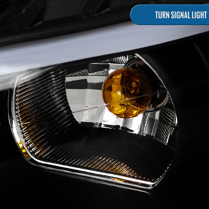 Ronnin - Fits 2006-2016 Chevy Impala 2006-2007 Chevy Monte Carlo Upgrade LED Running Light Tube Projector Headlights Assembly Pair | Black