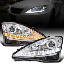 Ronnin - Fits 2006-2010 Lexus IS250 IS350 Upgrade Projector Halogen Headlights Assembly LED Integrated Running and Turn Signal Lights Pair | Chrome