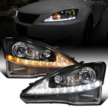 Ronnin - Fits 2006-2010 Lexus IS250 IS350 Upgrade Projector Halogen Headlights Assembly LED Integrated Running and Turn Signal Lights Pair | Black