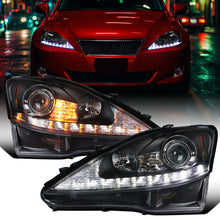 Ronnin - Fits 2006-2010 Lexus IS250 IS350 Upgrade LED Switchback Sequential Turn Signals Projector Halogen Headlights Assembly Pair | Black