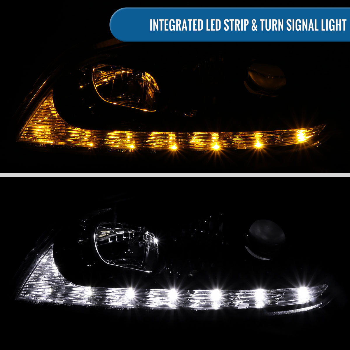 Ronnin - Fits 2001-2005 Lexus IS300 Upgrade Replacement LED Turn Signal Lights Projector Xenon Headlights Assembly Pair | Black Smoke