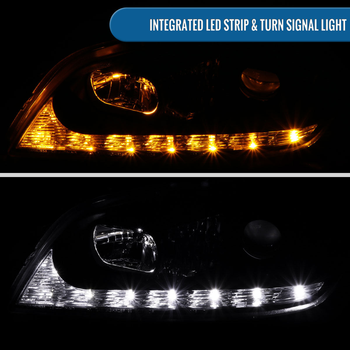 Ronnin - Fits 2001-2005 Lexus IS300 Upgrade Replacement LED Turn Signal Lights Projector Xenon Headlights Assembly Pair | Black