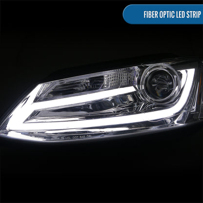 Ronnin - Fits 2011-2018 Volkswagen Jetta Upgrade Projector Headlights Assembly LED Tube Running Lights Pair | Chrome