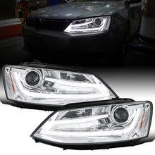 Ronnin - Fits 2011-2018 Volkswagen Jetta Upgrade Projector Headlights Assembly LED Tube Running Lights Pair | Chrome