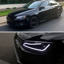 Ronnin - Fits 2011-2018 Volkswagen Jetta Upgrade Projector Headlights Assembly LED Tube Running Lights Pair | Black