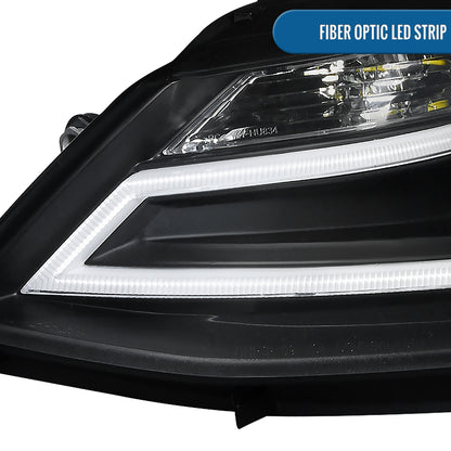 Ronnin - Fits 2011-2018 Volkswagen Jetta Upgrade Projector Headlights Assembly LED Tube Running Lights Pair | Black