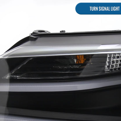 Ronnin - Fits 2011-2018 Volkswagen Jetta Upgrade Projector Headlights Assembly LED Tube Running Lights Pair | Black