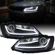 Ronnin - Fits 2011-2018 Volkswagen Jetta Upgrade Projector Headlights Assembly LED Tube Running Lights Pair | Black