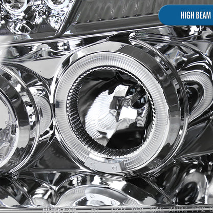 Ronnin - Fits 2005-2007 Dodge Magnum Upgrade Replacement LED Dual Rims Projector Headlights Assembly Pair | Chrome