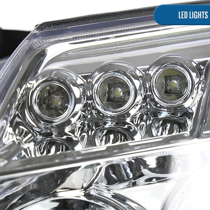 Ronnin - Fits 2005-2007 Dodge Magnum Upgrade Replacement LED Dual Rims Projector Headlights Assembly Pair | Chrome