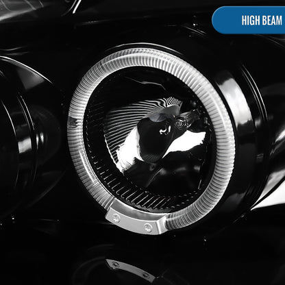 Ronnin - Fits 2005-2007 Dodge Magnum Upgrade Replacement LED Dual Rims Projector Headlights Assembly Pair | Gloss Black