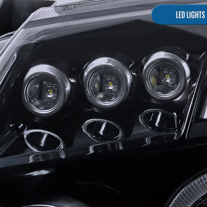 Ronnin - Fits 2005-2007 Dodge Magnum Upgrade Replacement LED Dual Rims Projector Headlights Assembly Pair | Black Smoke