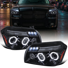 Ronnin - Fits 2005-2007 Dodge Magnum Upgrade Replacement LED Dual Rims Projector Headlights Assembly Pair | Black Smoke