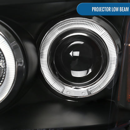 Ronnin - Fits 2005-2007 Dodge Magnum Upgrade Replacement LED Dual Rims Projector Headlights Assembly Pair | Black