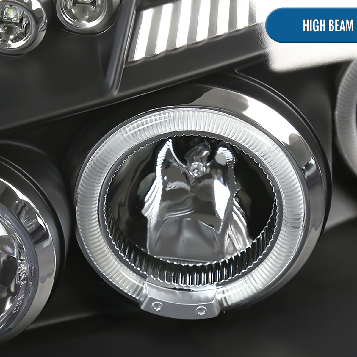 Ronnin - Fits 2005-2007 Dodge Magnum Upgrade Replacement LED Dual Rims Projector Headlights Assembly Pair | Black