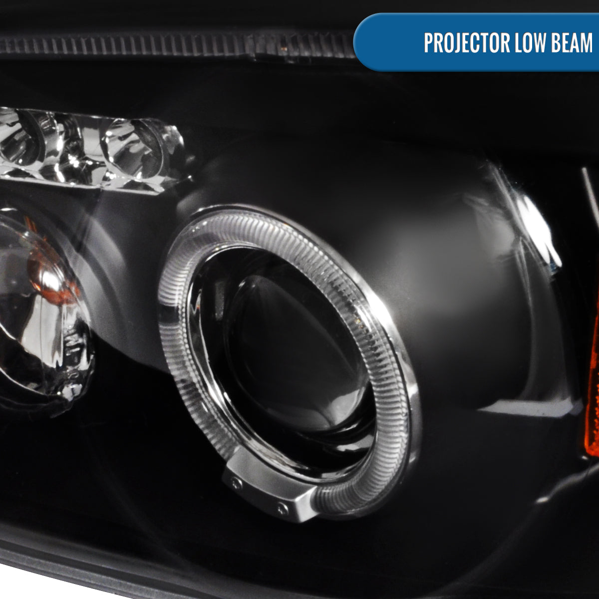 Ronnin - Fits  2004-2007Chevy Malibu 2008 Malibu Classic Upgrade Assembly LED Dual Halo Rims Projector Headlights Pair | Black