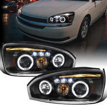Ronnin - Fits  2004-2007Chevy Malibu 2008 Malibu Classic Upgrade Assembly LED Dual Halo Rims Projector Headlights Pair | Black