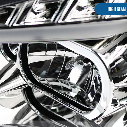 Ronnin - Fits 2008-2012 Chevy Malibu LED Running Light Tube Upgrade Replacement Projector Headlights Assembly Pair | Chrome