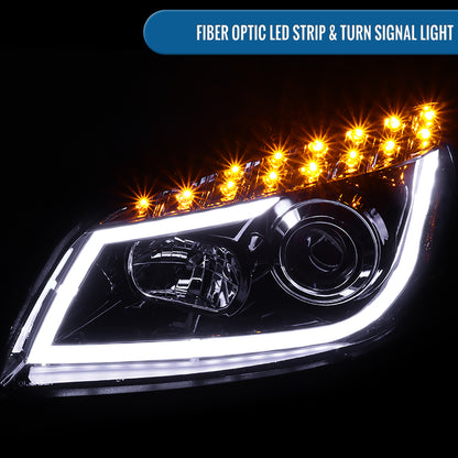 Ronnin - Fits 2008-2012 Chevy Malibu LED Running Light Tube Upgrade Replacement Projector Headlights Assembly Pair | Black Smoke